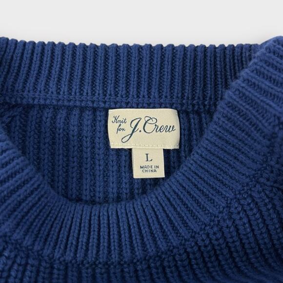 J.Crew Heritage Cotton Shaker-Stitch Crewneck Sweater Navy Size Large - Picture 3 of 7